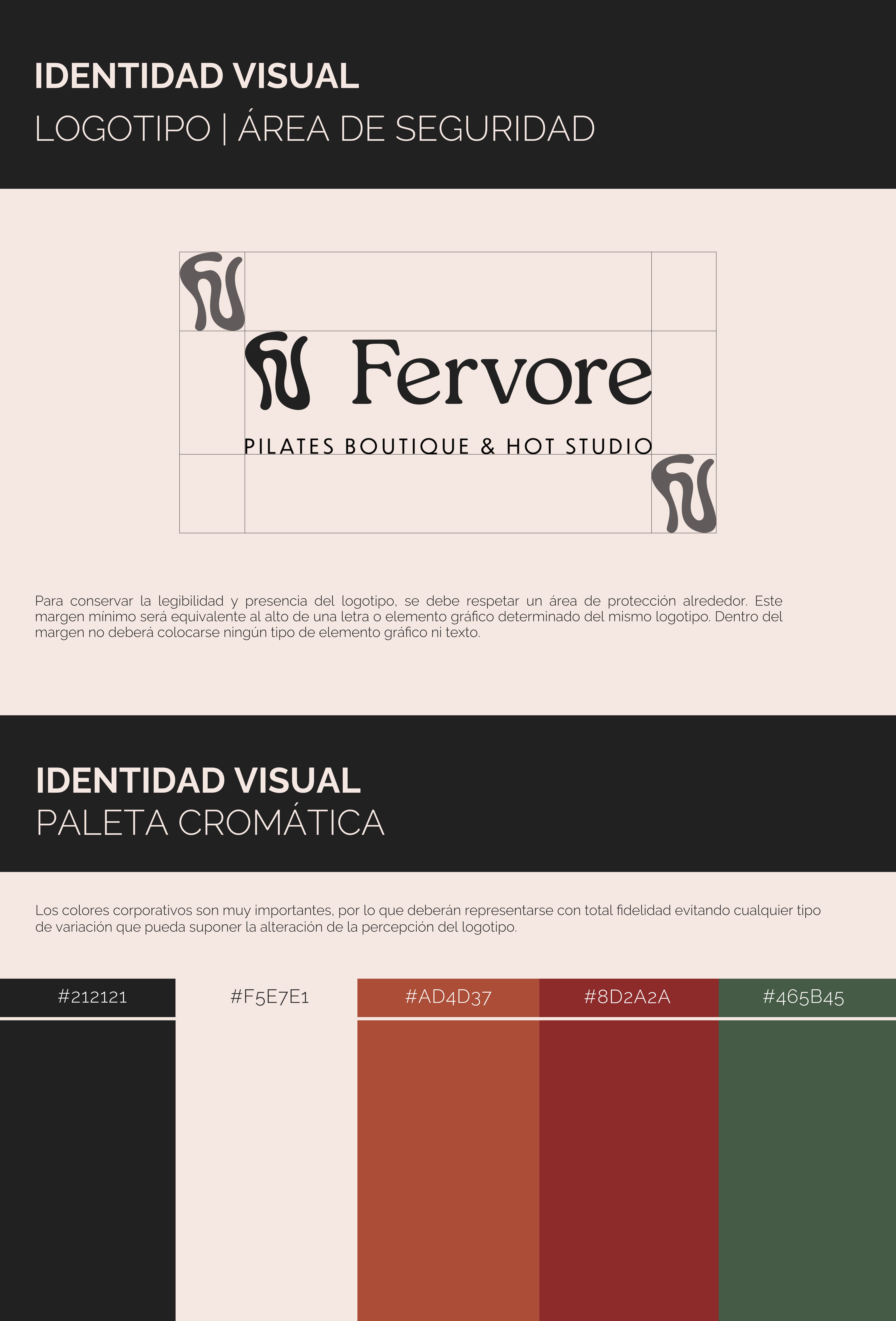 Paleta de colores y tipografía de Fervore