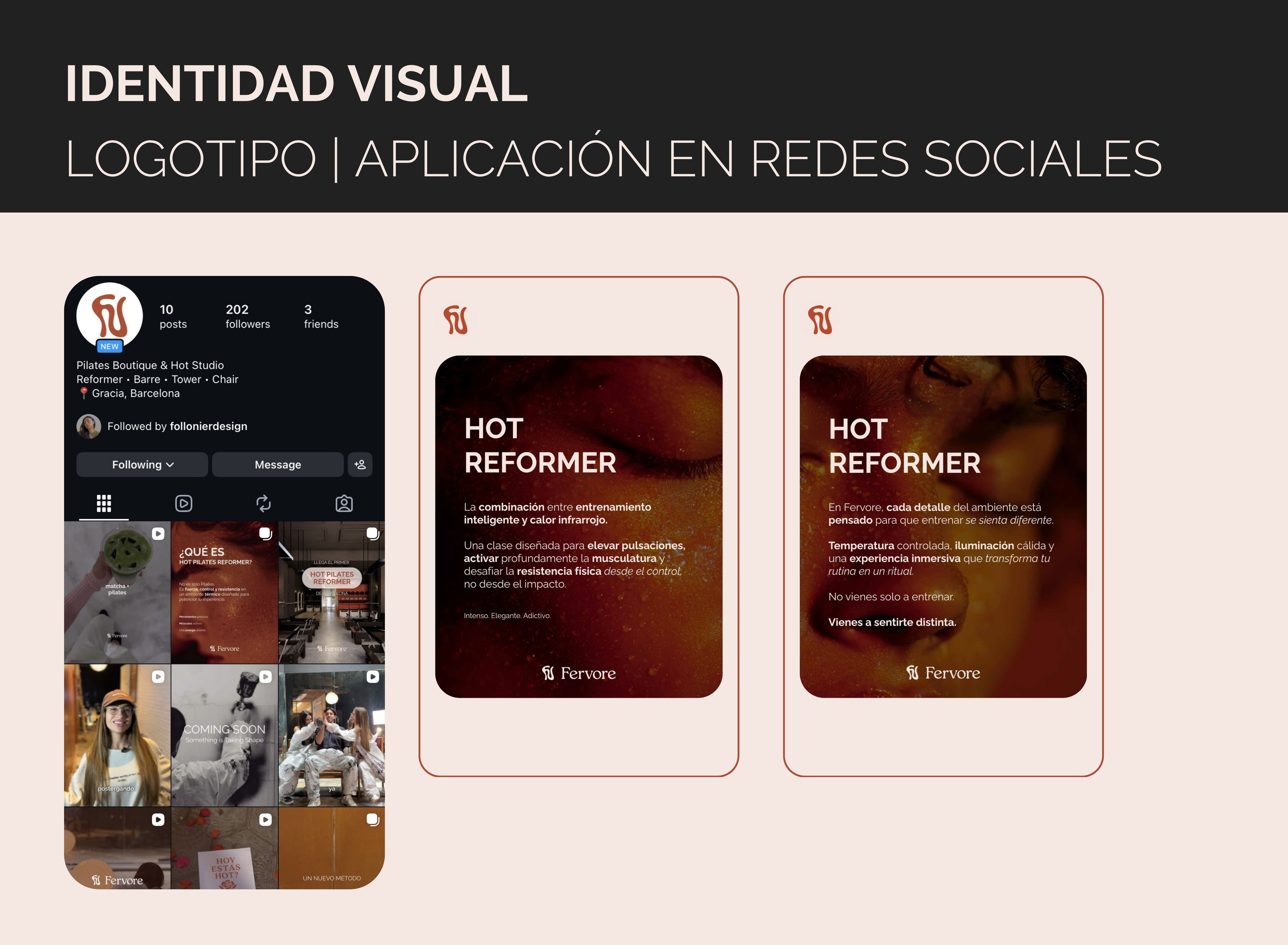 Aplicación en redes sociales de marca Fervore